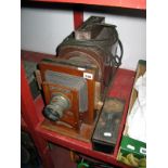 Wood and Tin Plate Magic Lantern, circa early XX Century, together with approximately sixty