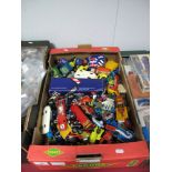 A Large Quantity of Diecast Vehicles by Corgi, Matchbox, Among Others. All playworn. Plus some