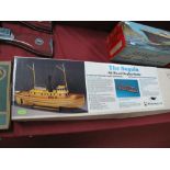 A Boxed Midwest Products "Sequin" All Wood Construction Steam Tug Boat Kit. Un-started, the kit