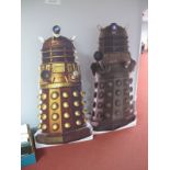 Two Dalek Cardboard Standees, by Star Cut Outs, Dalek Caan 167cms, 2004 and Wartime Dalek