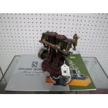 A Stuart #D10 Live Steam Marine Engine in Maroon. With a ¾ inch bore and ¾ inch stroke.