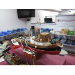 A Well Built Panart Radio Controlled Tug Boat "Anteo". Wood and brass construction. Fitted with