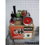 An Early Mamod SRI Live Steam Roller. Missing instructions and steering extension. Boxed.