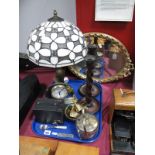 A Reproduction Liberty Style Table Lamp, with cast stylised Art Nouveaun decoration and a moulded,
