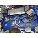 Marcasite Set Necklace, bangles, necklaces, owl brooch, bangle watch, rings, etc:- One Tray