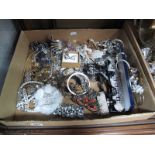 Mixed Lot of Assorted Diamanté Costume Jewellery, including brooches, bangles, pendants, etc:- One