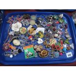 Assorted Costume Brooches, etc:- One Tray