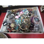 A Large Mixed Lot of Assorted Costume Jewellery, including beads, bangles, earrings, etc:- One Box