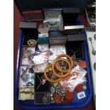 Assorted Costume Jewellery, including pendants on chains, earrings, etc:- One Tray