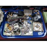 Diamanté and Other Costume Jewellery, including necklaces, bangles, etc:- One Tray