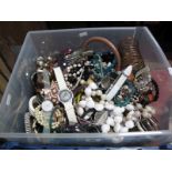 A Large Mixed Lot of Assorted Costume Jewellery, including wristwatches, beads, bangles, etc:- One