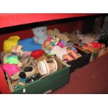 Dolls, soft toys, teddies, etc:- Three Boxes