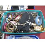 A Mixed Lot of Assorted Bangles, tiara, head band, vintage evening bag, etc:- One Box