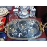 Venetian Style Tray, with brass dolphin handles and glass rope twist surround, Etched Cam 20-7-93,