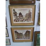 George Cunningham Pair Graphite Signed Limited Edition, 78/250 'Town Hall Square' and 'Coles Corner'