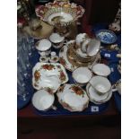 Royal Albert Old Country Roses Tea Ware, of twenty-nine pieces:- One Tray