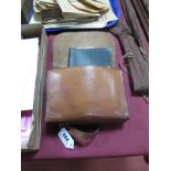 Fishing, Hardy Bros leather pouch bag, containing courier worm tackle folders, cast carriers,