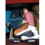 Fossil Handbag, Olivetti typewriter, doll, teddy, etc:- One Box