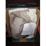 Paisley Style Linen Tablecloth, (stained) linen tablecloths, etc:- One Box