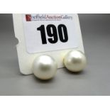 A Pair of Large Modern Pearl Earstuds.