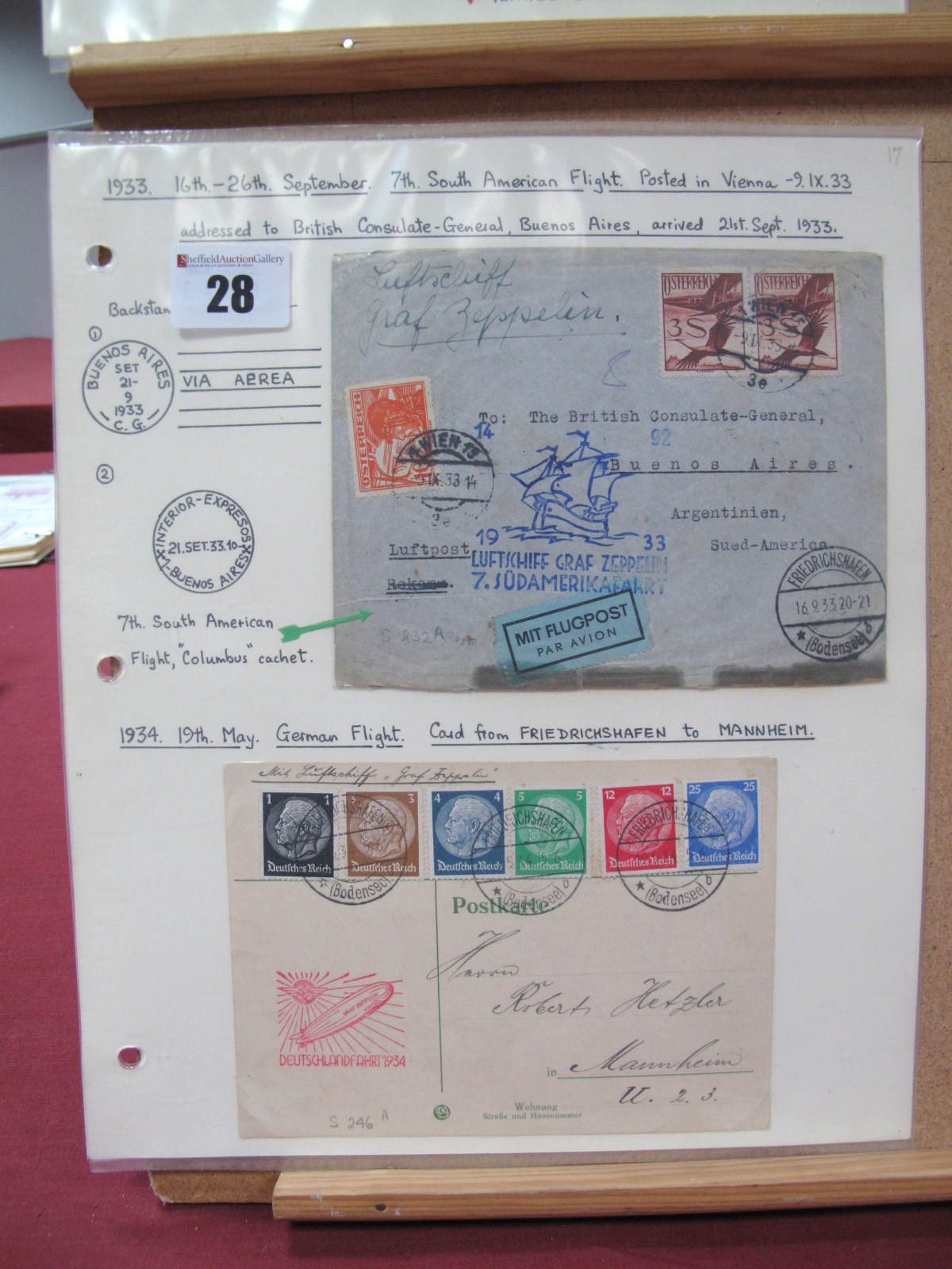 Three 1933-1934 Graf Zeppelin LZ-127 Flown Covers and Cards. 1933 16th-26th September Seventh