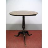 A Late XVIII Century Mahogany Pedestal Table, with circular top and turned pedestal on cabriole