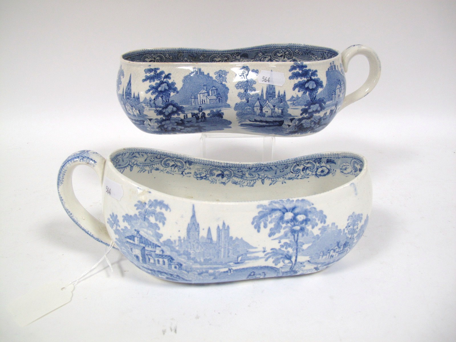 A XIX Century Davenport Porcelain Bordaloue, blue and white transfer printed, impressed to