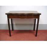 An XVIII Century Mahogany Serpentine Shaped Fold-Over Tea Table, on square chamfered legs, 72cms