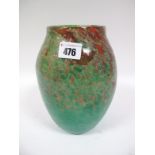 A Possibly Monart, Size VII Shape MF Vase, the lower half green mottled, the upper half aventurine