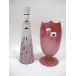 A Table Lamp Base, petallate rim, pink and red whorls on a pink ground, etched mark, 26cms high; A