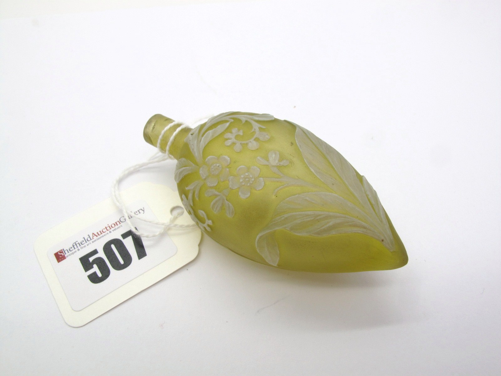 A Late XIX Century White Overlaid Yellow Ground Cut Glass Scent Flask, in the manner of Thomas Webb,