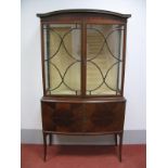 An Early XX Century Mahogany Display Cabinet, with arched top. lozenge decoration, astragal glazed