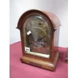 A 1930's Presentation Mantel Clock, the Gustav Becker movement striking on five chime bars, the