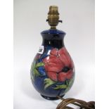 A Late XX Century Moorcroft Pottery Table Lamp, of ovoid form, tube-lined and painted with the