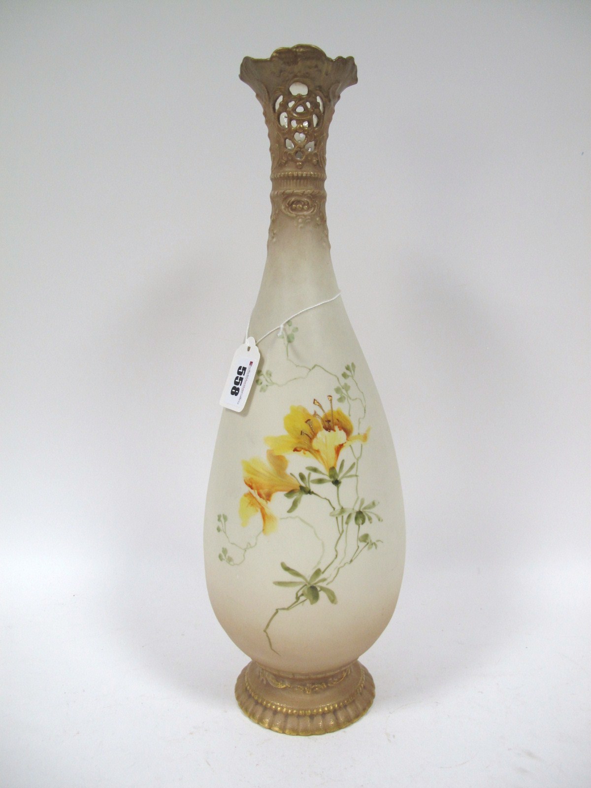 A Late XIX Century Ernst Wahliss Vienna Pottery Vase, of elongated ovoid form, painted and gilt with