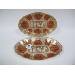 A Pair of Late XIX Century Spode Copeland China Fruit Dishes, of shaped oval form, printed and