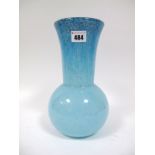 A Size VI+ Shape PA Vase, mottled light blue and mica, shading to dark blue, paper label, 26cms