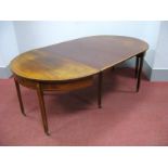 A George III Mahogany "D"End Dining Table, with satinwood crossbanding, on tapering legs with