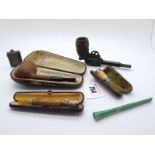 A c.1930's Novelty Bakelite Pipe, as a revolver; together with another pipe in fitted case, an Art