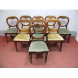 A Harlequin Set of Nine XIX Century Mahogany Balloon Back Dining Chairs, five straight front and