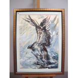 KATHLEEN RUSSELL Osprey with Fish, gouache, signed lower right, 77 x 55.5cms.