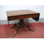 A George III Mahogany Sofa Table, with crossbanded and inlaid top, two small drawers and dummy