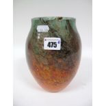 A Size VII Shape MF. 384 Vase, predominantly orange mottled to the lower half and with drawl whorls,