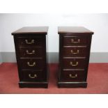 A Pair of Mahogany Bedside Chests of Drawers, with moulded edges and four graduated drawers, 78cms