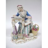 A XIX Century Meissen Porcelain Figure of The Merchant's Wife, after a model by Kandler, she