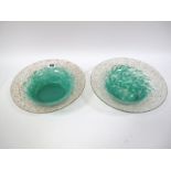 A Size VI Shape UB Shallow Bowl, mottled green with aventurine rim, paper label, 24cms diameter;