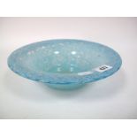 A Size VI Shape UB Circular Rimmed Bowl, mottled light blue with mica border, paper label, 24.1cms