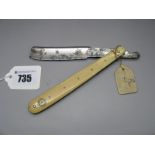 A c.1830 Cutthroat Razor, multi riveted ivory handle with rounded ends, engraved with "Use Me Well