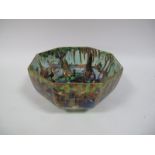 A Wedgwood Fairyland Lustre Octagonal Bowl, circa 1920, printed and painted with a Woodland Elves