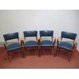 A Set of Nine Mid XX Century Stoe Ben Chairs, bentwood with rectangular blue upholstered rail